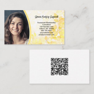 Carte De Visite Photo professionnelle d'art floral jaune avec code