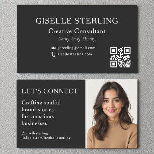 Carte De Visite Photo professionnelle de code QR noir blanc