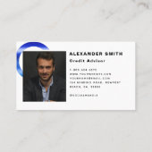 Carte De Visite Photo professionnelle de logo bleu simple et moder (Dos)