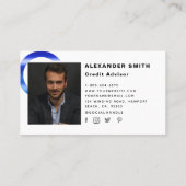 Carte De Visite Photo professionnelle de logo bleu simple et moder (Dos)