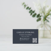 Carte De Visite Photo professionnelle du Code QR bleu de la Marine (Debout devant)