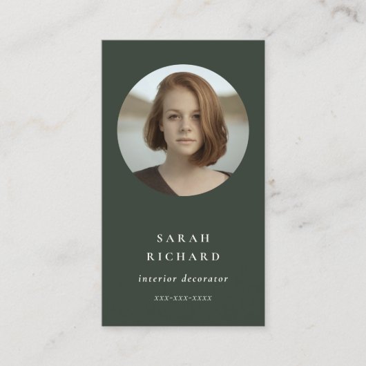 Carte De Visite Photo professionnelle écologique de forêt minimale (Devant)