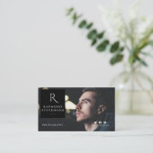 Carte De Visite Photo professionnelle en noir et blanc Monogramme (Debout devant)