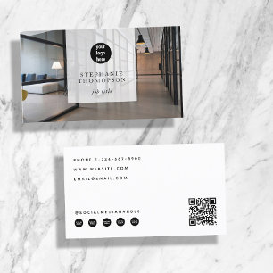 Carte De Visite Photo professionnelle Médias sociaux Code QR Logo