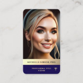 Carte De Visite Photo professionnelle moderne bleu foncé Faux Gol (Devant)