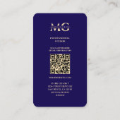 Carte De Visite Photo professionnelle moderne bleu foncé Faux Gol (Dos)