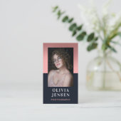 Carte De Visite Photo professionnelle moderne Blush & Navy (Debout devant)