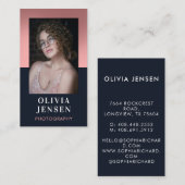 Carte De Visite Photo professionnelle moderne Blush & Navy (Devant / Derrière)