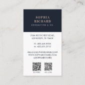 Carte De Visite Photo professionnelle moderne Blush & Navy QR (Dos)