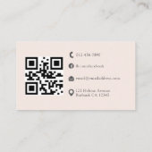 Carte De Visite Photo professionnelle moderne Blush Pink Code QR (Dos)