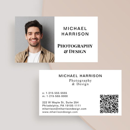 Carte De Visite Photo professionnelle moderne Code QR