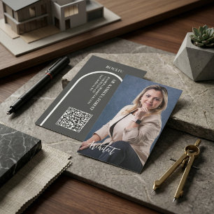 Carte De Visite Photo Professionnelle Moderne Code QR à l'Arch M