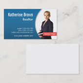 Carte De Visite Photo professionnelle moderne de bleu (Devant / Derrière)