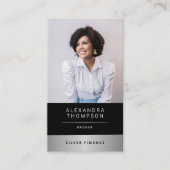 Carte De Visite Photo professionnelle moderne Elegant Silver Strip (Devant)