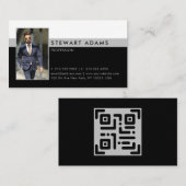 Carte De Visite Photo professionnelle moderne noir blanc et gris (Devant / Derrière)