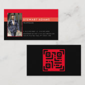 Carte De Visite Photo professionnelle moderne noir et rouge (Devant / Derrière)