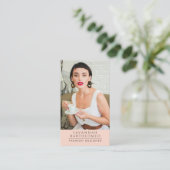 Carte De Visite Photo professionnelle moderne Peach Pink (Debout devant)