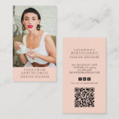 Carte De Visite Photo professionnelle moderne Peach Pink (Devant / Derrière)