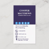 Carte De Visite Photo professionnelle moderne White & Navy (Dos)