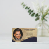 Carte De Visite Photo professionnelle noir et beige Code QR (Debout devant)