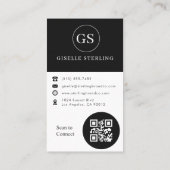 Carte De Visite Photo professionnelle noir et blanc QR Code Modern (Dos)