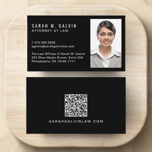 Carte De Visite Photo professionnelle QR Code noir