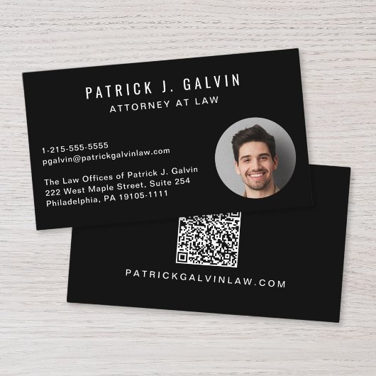 Carte De Visite Photo professionnelle QR Code noir
