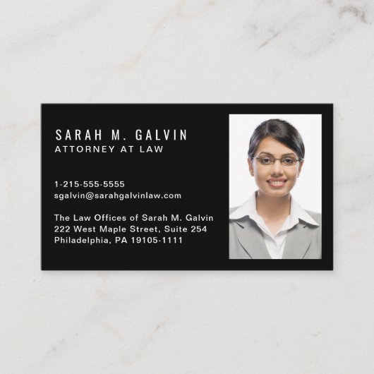 Carte De Visite Photo professionnelle QR Code noir (Devant)