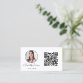 Carte De Visite Photo professionnelle QR Code noir blanc Business (Debout devant)