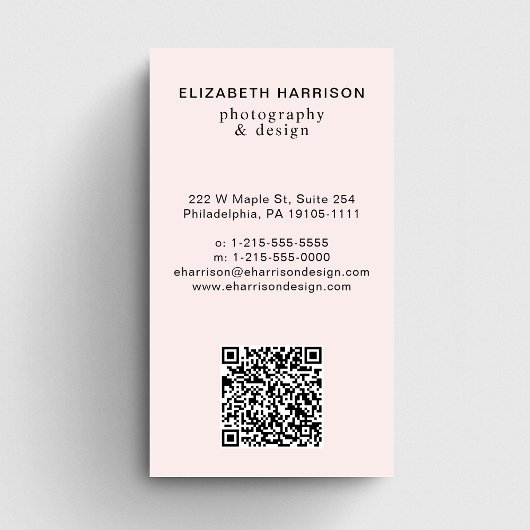 Carte De Visite Photo professionnelle QR Code Rose