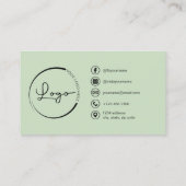 Carte De Visite Photo professionnelle Sage vert QR Code Médias soc (Dos)