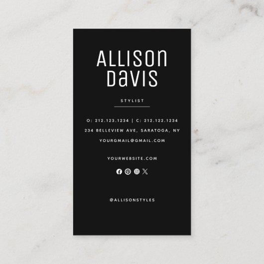 Carte De Visite Photo professionnelle simple (Dos)