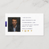 Carte De Visite Photo professionnelle simple et moderne Royal Blue (Dos)