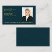 Carte De Visite Photo professionnelle Turquoise Blue Faux Leather (Devant / Derrière)
