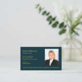 Carte De Visite Photo professionnelle Turquoise Blue Faux Leather (Debout devant)