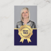 Carte De Visite Photo Publique Notaire Élégante Marine & Or (Devant)