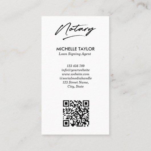 Carte De Visite Photo publique Notaire Moderne Code QR (Dos)