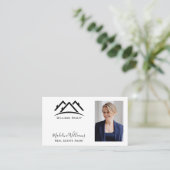 Carte De Visite Photo QR Code Black White Immobilier Agent (Debout devant)