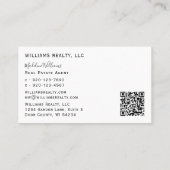 Carte De Visite Photo QR Code Black White Immobilier Agent (Dos)