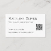 Carte De Visite Photo QR Code Black White Logo Simple (Dos)