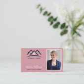 Carte De Visite Photo QR Code Blush Pink Real Estate Agent Busine (Debout devant)