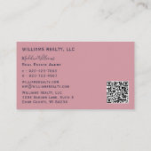 Carte De Visite Photo QR Code Blush Pink Real Estate Agent Busine (Dos)