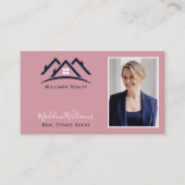 Carte De Visite Photo QR Code Blush Pink Real Estate Agent Busine (Devant)