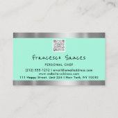 Carte De Visite Photo QR Code Chef personnel Cuisine Lounge Mentio (Dos)