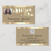 Carte De Visite Photo QR Code Chef personnel Cuisine Lounge Mustar (Devant / Derrière)