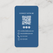 Carte De Visite Photo QR Code Connect With Me Blue Modern (Dos)