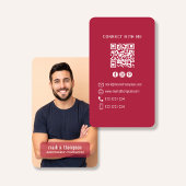 Carte De Visite Photo QR Code Connect With Me Burgundy Modern