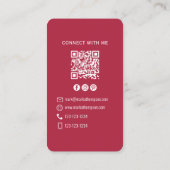 Carte De Visite Photo QR Code Connect With Me Burgundy Modern (Dos)