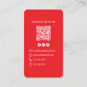 Carte De Visite Photo QR Code Connect With Me Red Modern (Dos)