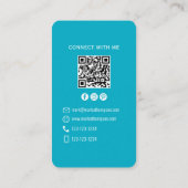 Carte De Visite Photo QR Code Connect With Me Teal Modern (Dos)